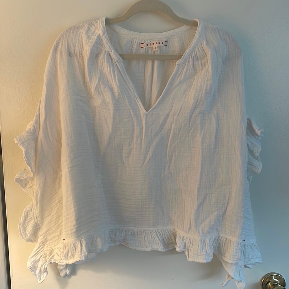 White Xirena gauze top